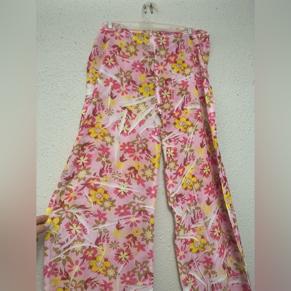 Pink and Yellow Floral Wide Leg Jumpsuit - Picture 7 of 8